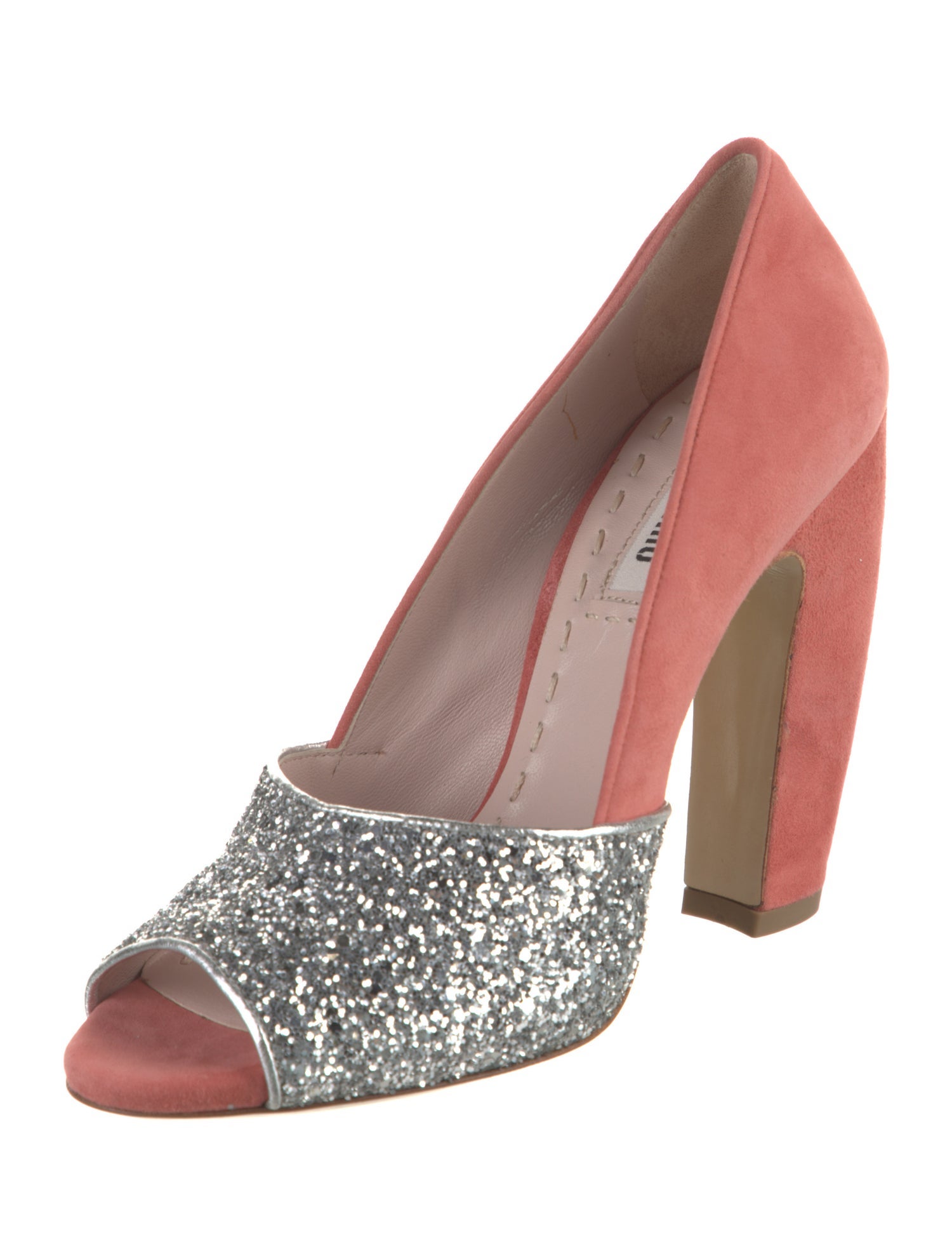 Miu Miu Suede Glitter Accents Pumps